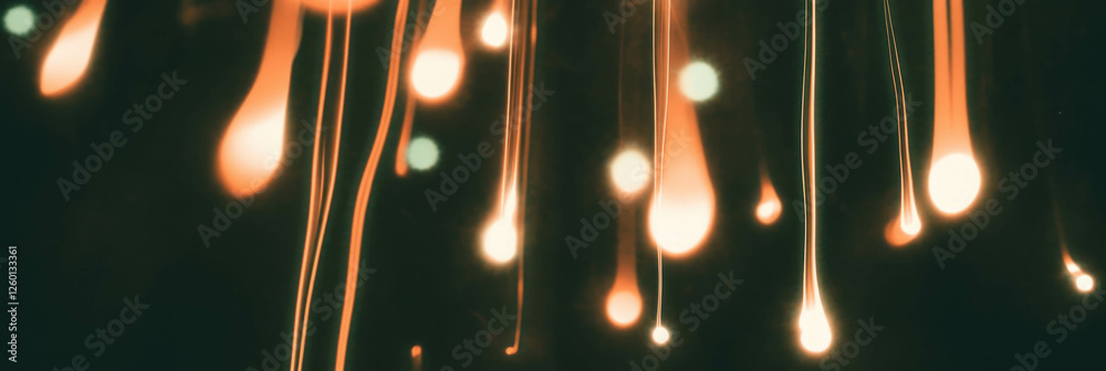 Poster radiant glow of elongated light trails creating captivating bokeh effects at night