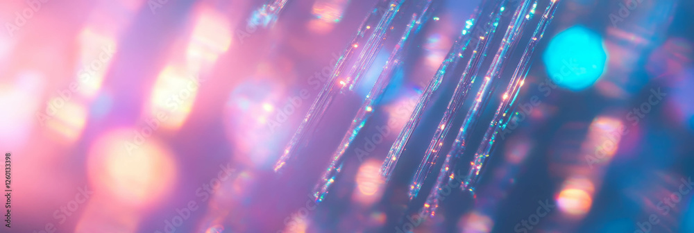 Poster engaging display of elongated bokeh streaks with luminous light trails and vibrant hues