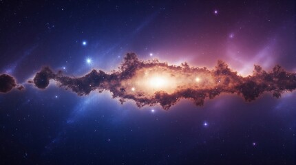 Fototapeta premium A breathtaking view of a vibrant galaxy filled with colorful nebulae, sparkling stars, and a deep cosmic background. Perfect for space enthusiasts and art projects