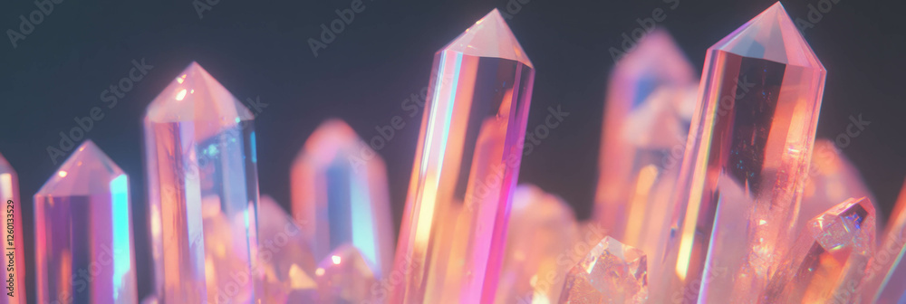 Poster Elongated crystal flares with linear light streaks creating a subtle glow