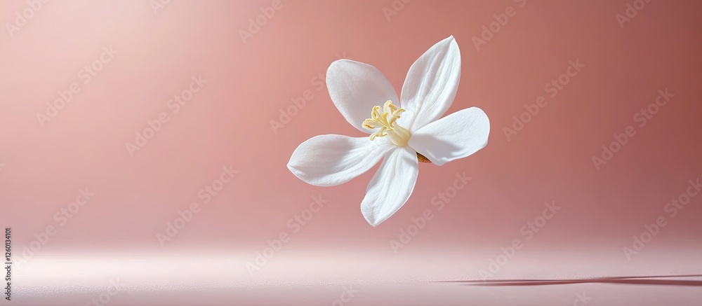 Aufkleber delicate white jasmine flower gracefully suspended against a soft pink background creating a serene 