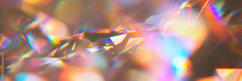 Poster Bright prismatic sparkle and faceted bokeh texture in vivid reflections