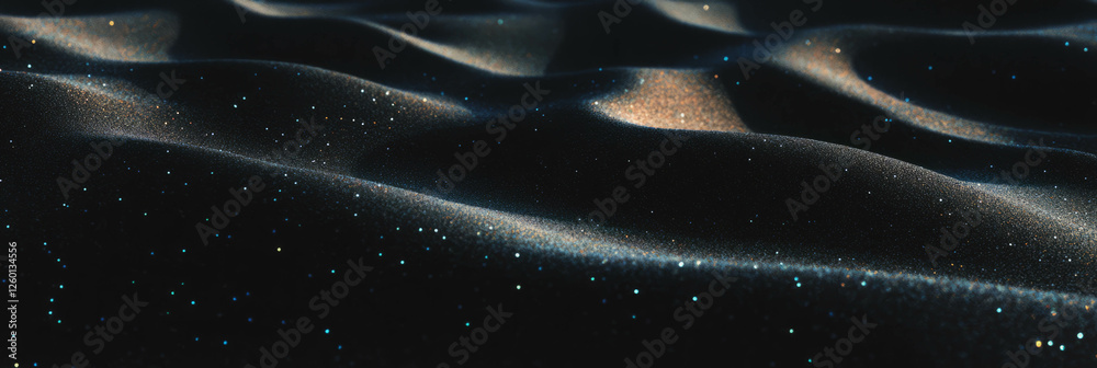 Poster exploration of fine black sand texture with subtle ripples under soft light