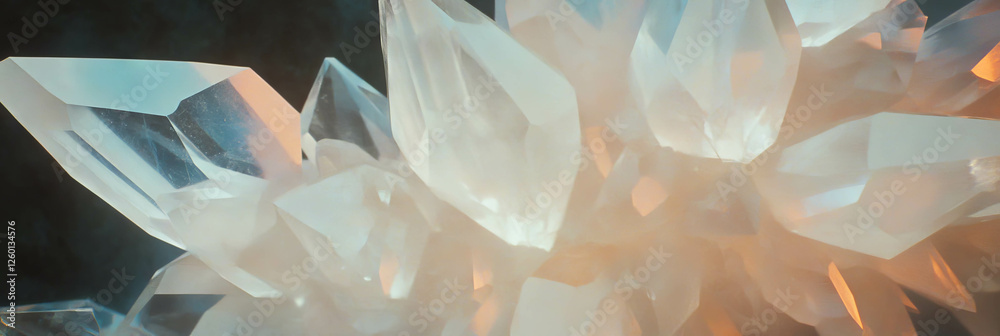 Poster fascinating texture of faceted crystals with dynamic reflections and brilliant flares