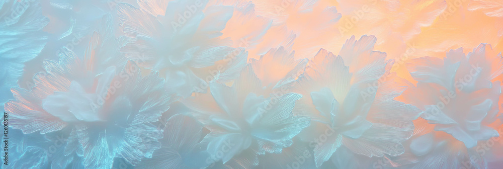 Aufkleber Frosted glass with floral patterns creating ethereal light and soft ambiance in a tranquil setting