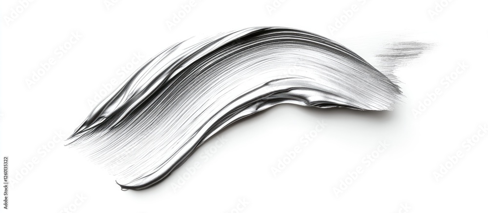 Aufkleber elegant silver brushstroke on a white background showcasing fluid movement with soft curves and shim