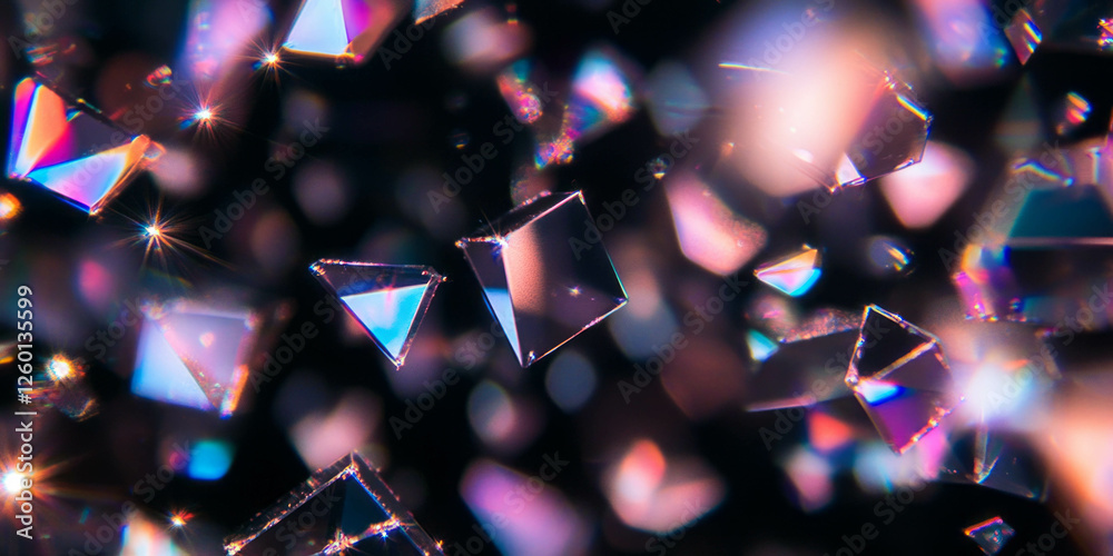 Aufkleber bright geometric bokeh texture with sparkling shapes on a dark background
