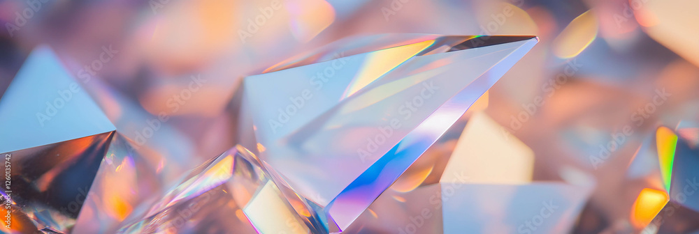 Poster colorful geometric crystal flares with triangular and square shapes in a complex arrangement
