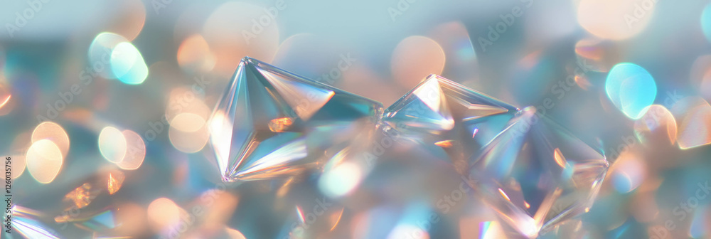 Aufkleber Geometric bokeh design featuring sharp triangular and square shapes with bright sparkles