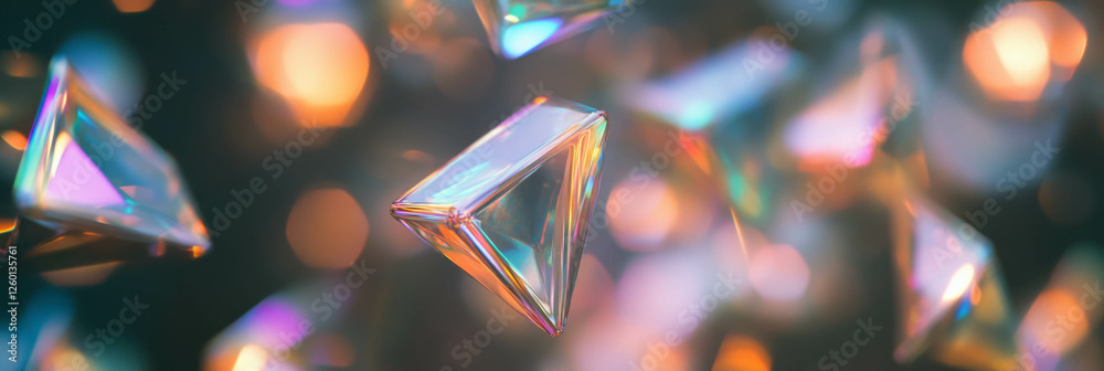 Poster Bokeh texture featuring geometric shapes with sharp sparkle and vibrant colors