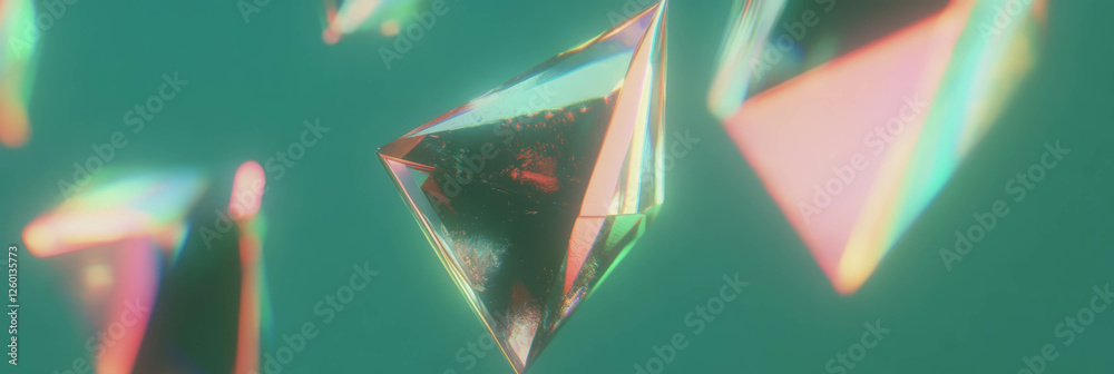 Aufkleber Geometric crystal flares with triangular and square shapes in a vibrant color spectrum