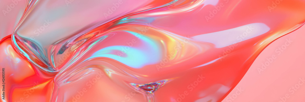 Poster exploration of glossy plastic texture with chrome accents and subtle color gradients