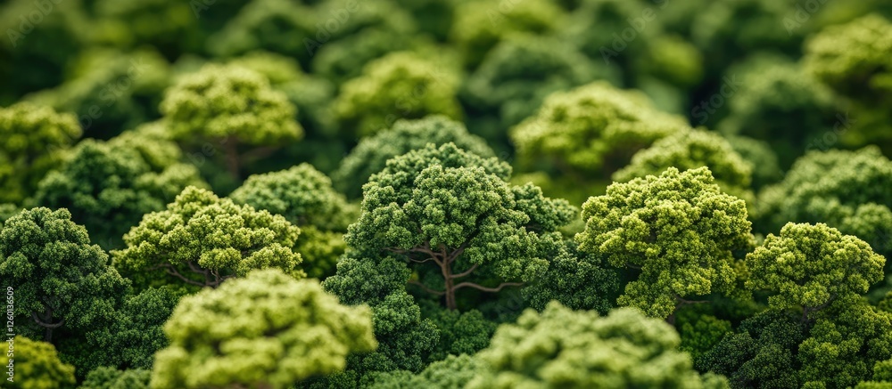 Poster lush green treetops viewed from above showcasing a vibrant canopy with various shades of green creat