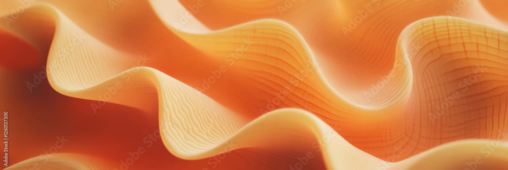Poster Texture of golden brown cone wafer with intricate wavy designs resembling distorted grids