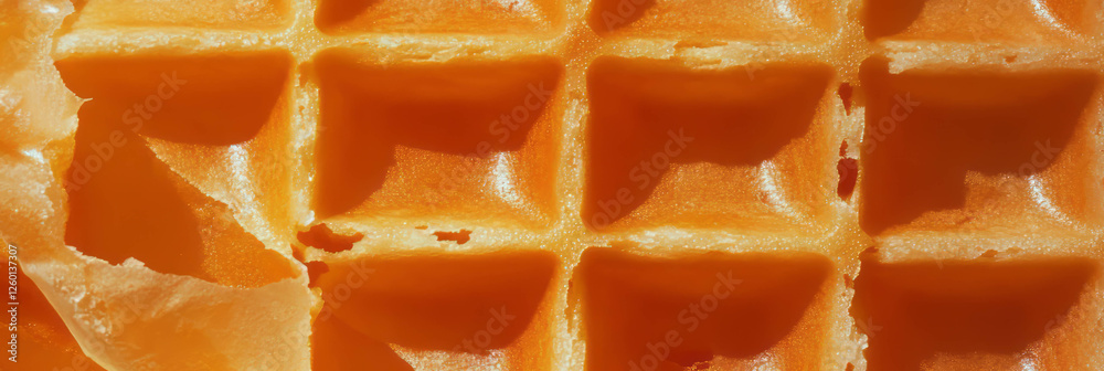 Poster golden brown cone wafer texture showcasing intricate square grid design