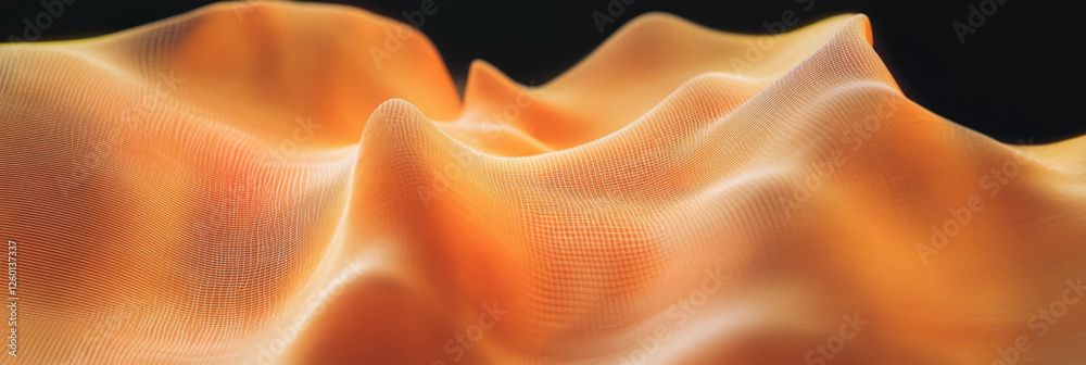 Poster Golden brown cone wafer texture with wavy lines and distorted grid patterns