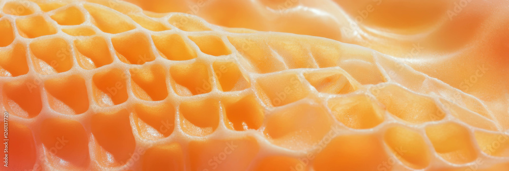 Fototapete golden cone wafer with crispy texture and uneven diamond patterns highlighted in detail
