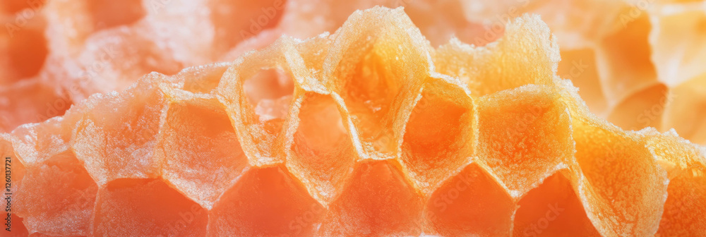 Poster unique texture of golden cone wafer with crispy surface and uneven diamond shapes