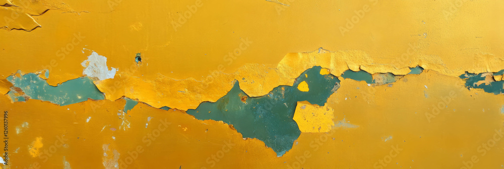 Poster golden yellow wall texture with stained surface and grunge effect in urban setting