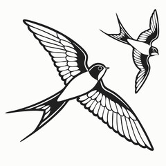 The Lives of Birds in Flight Swallows in mid-flight with detailed wingspans
