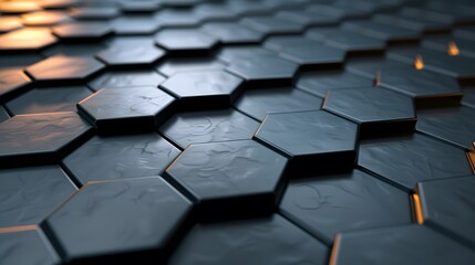 Obraz premium a close up of a black hexagon patterned floor