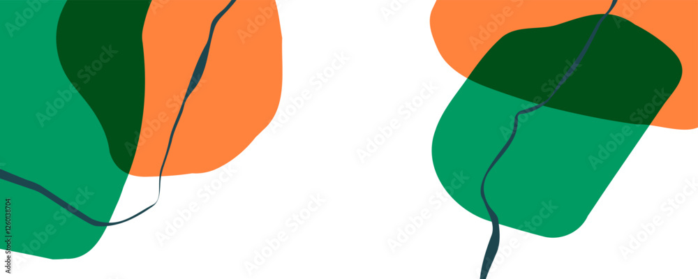Poster ireland flag colors. abstract background with various curved bright colored shapes and bent lines. v