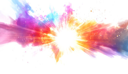 Abstract Explosion of Colors on white & transparent