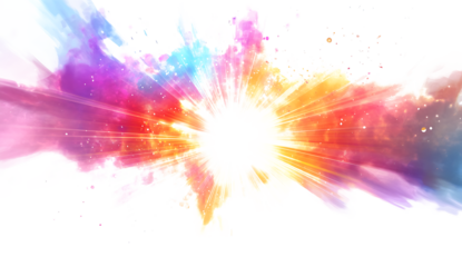 Abstract Explosion of Colors on white & transparent