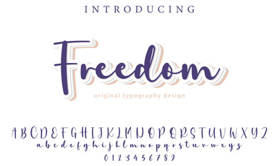 Freedom Font Stylish brush painted an uppercase vector letters, alphabet, typeface