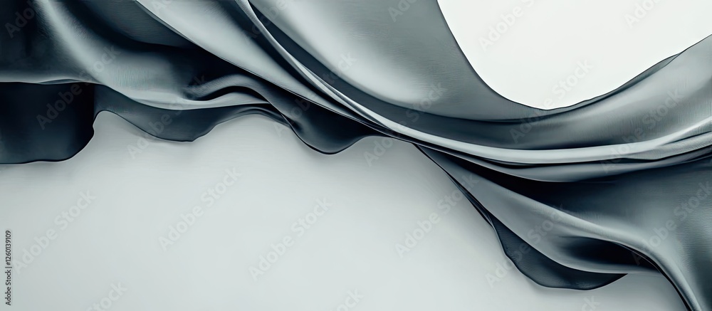 Leinwandbilder elegant wave of soft gray silk fabric draped gracefully on a clean white background creating a minim