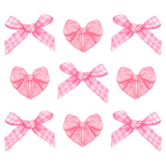 Pink Bow Aesthetic | Cute Gingham Ribbon Heart Pattern | Kawaii Design