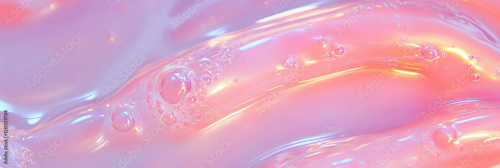 Poster highly transparent gel texture with air bubbles creating an elegant and glossy aesthetic