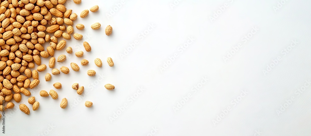 Aufkleber raw peanuts scattered on a light surface with a white background emphasizing their natural texture a
