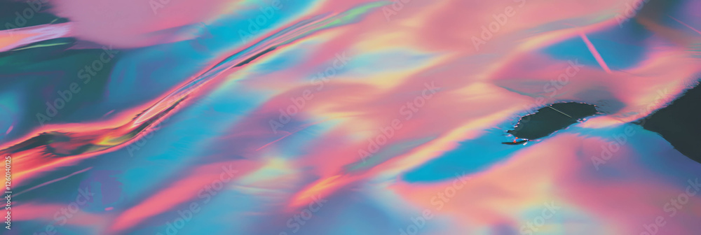 Poster Exploration of holographic foil texture with abstract patterns and vibrant reflections