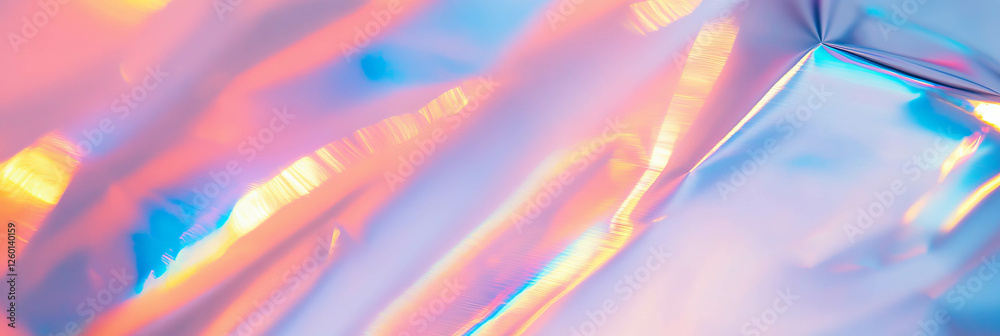 Poster unique holographic foil texture with geometric patterns and vibrant rainbow reflections
