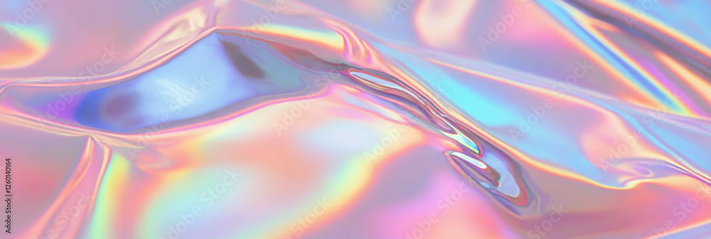 Poster textured holographic foil with abstract patterns reflecting vibrant prismatic colors