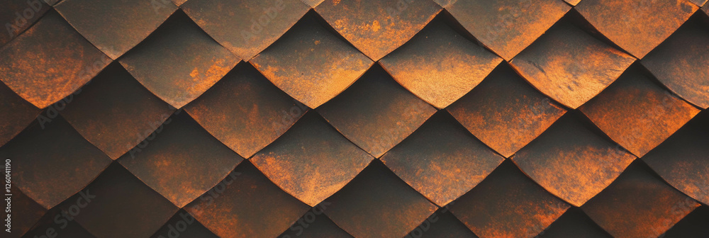 Poster Interlocking diamond pattern texture in warm brown tones with a rough finish
