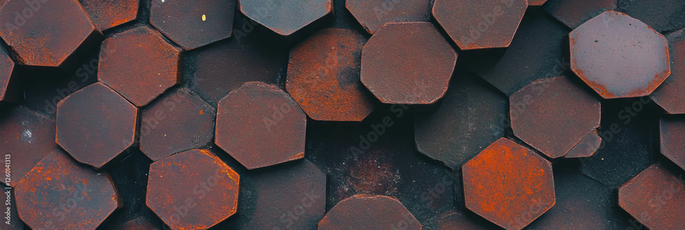 Poster Interlocking hexagonal pattern showcasing warm brown tones with a textured finish