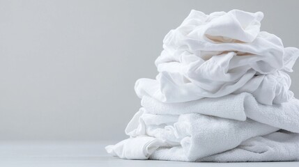 Stack of White Clothes on Gray Surface