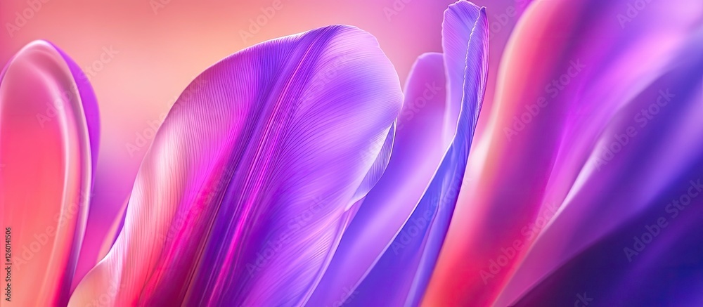 Aufkleber Colorful abstract waves in shades of purple and pink with soft gradients featuring smooth curves and a luminous quality for a dreamy background.