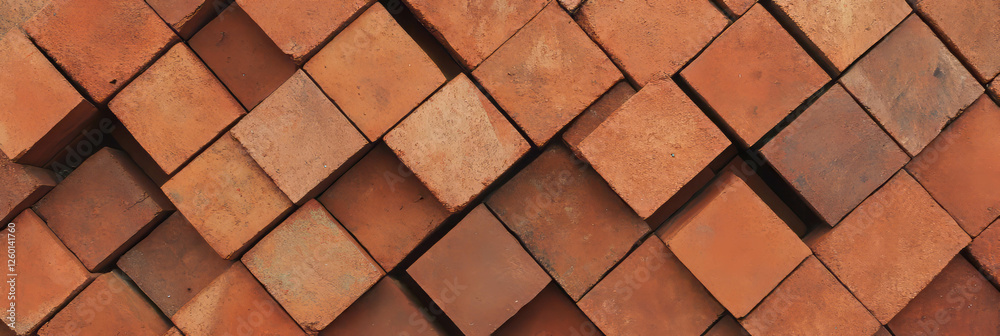 Poster Interlocking rectangular pattern of warm brown textures showing rustic natural surfaces