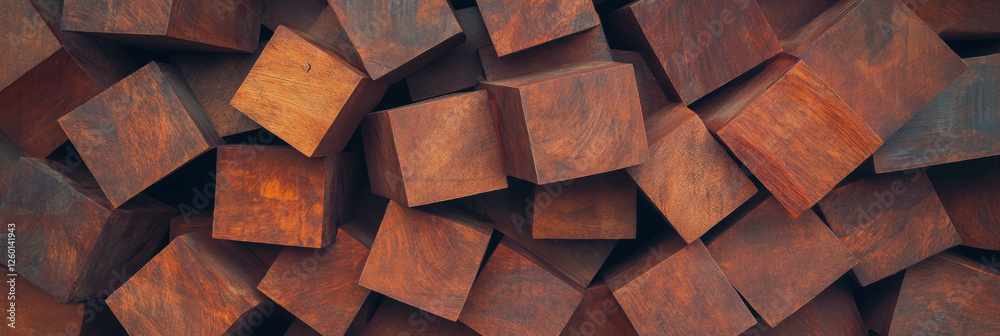 Leinwandbilder rustic interlocking rectangular pattern showcasing warm brown textures and rough surfaces