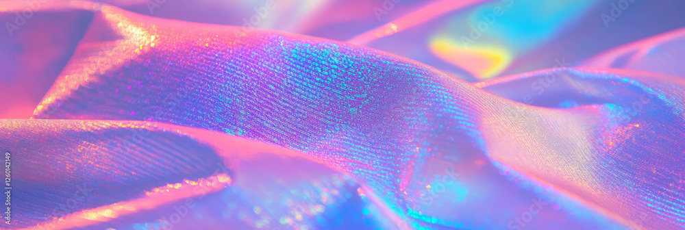 Leinwandbilder iridescent fabric showcasing shimmering geometric patterns with a textured surface