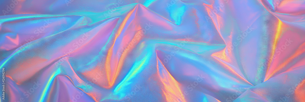 Poster textured iridescent fabric with shimmering threads and vibrant colors