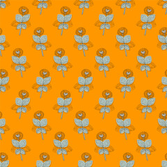 Floral orange vector seamless pattern with chamomile flowers. Print, background, wallpaper, design