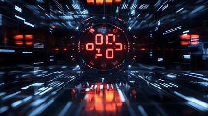 a digital clock with red numbers on a black background