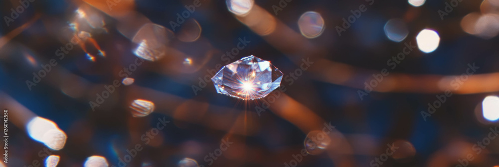 Poster Elegant bokeh texture featuring a halo effect with soft diffused sparkle in a serene setting