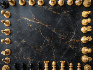 Chess. Different, colorful chess pieces on a stone background. A game that makes you think. Generative Ai