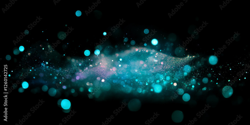 Aufkleber Isolated bokeh texture with distinct halos and soft sparkle against a black background