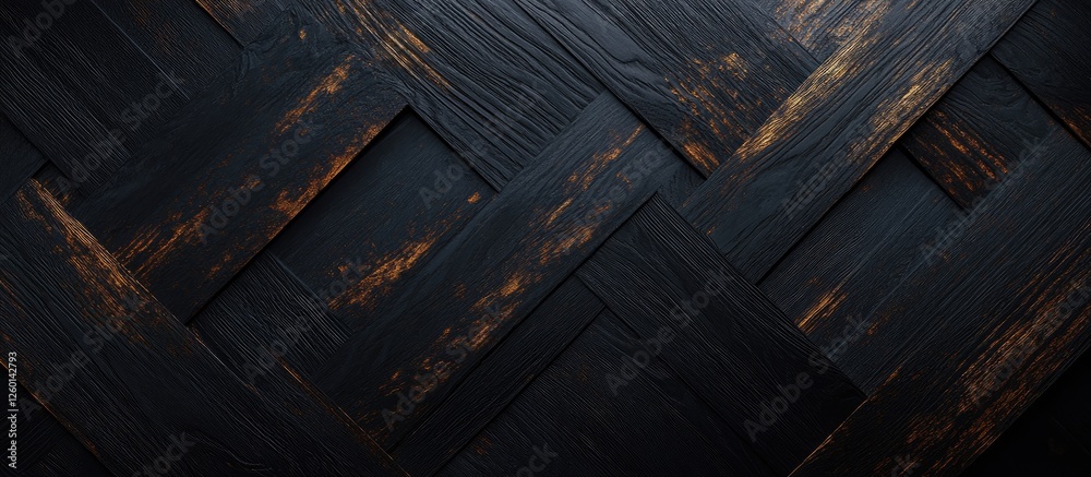 Leinwandbilder dark wood texture background with intricate weaving pattern, featuring deep black and subtle brown t